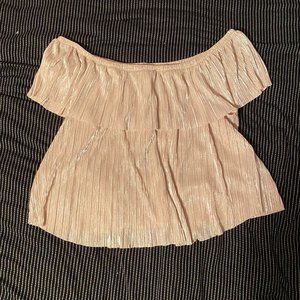 OFF THE SHOULDER BLOUSE METALLIC PINK
